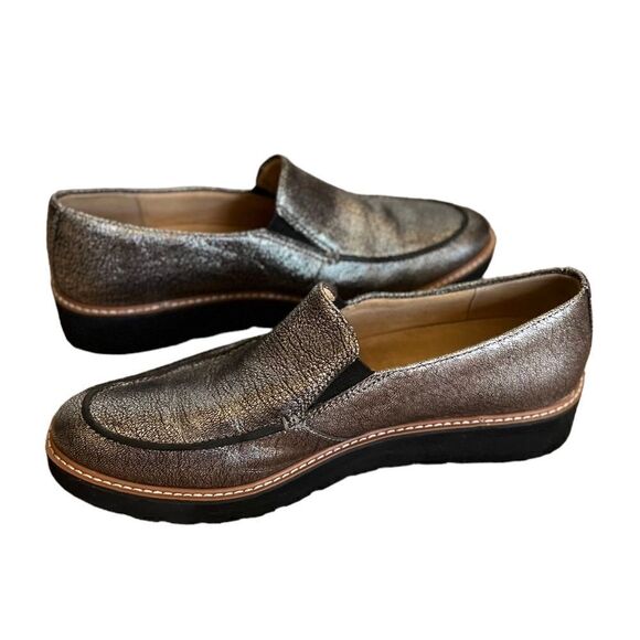 Naturalizer AIBILEEN Silver Leather Platform Slip On Loafers Shoes Size 9W - Picture 4 of 8